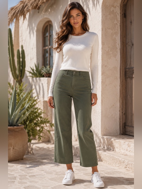 32 Cool Pants - Women's Olive Wide Leg Pants